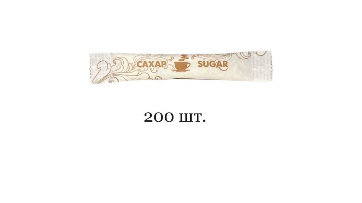 Portion sugar in sticks 5 g, standard design, box 1 kg 200 pcs