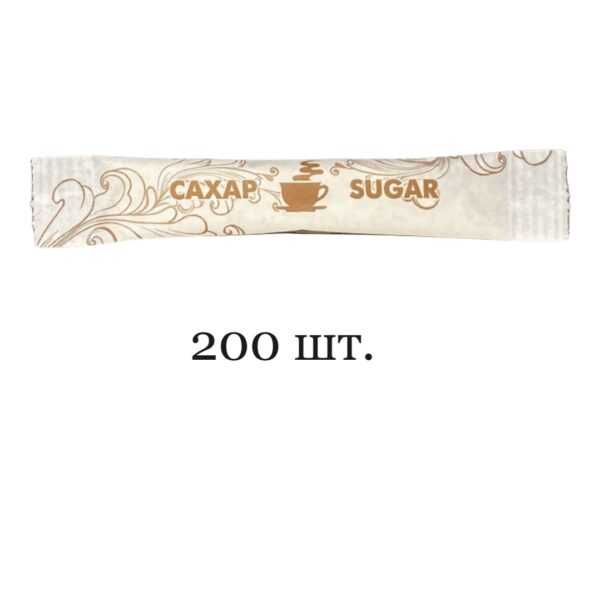Portion sugar in sticks 5 g, standard design, box 1 kg 200 pcs